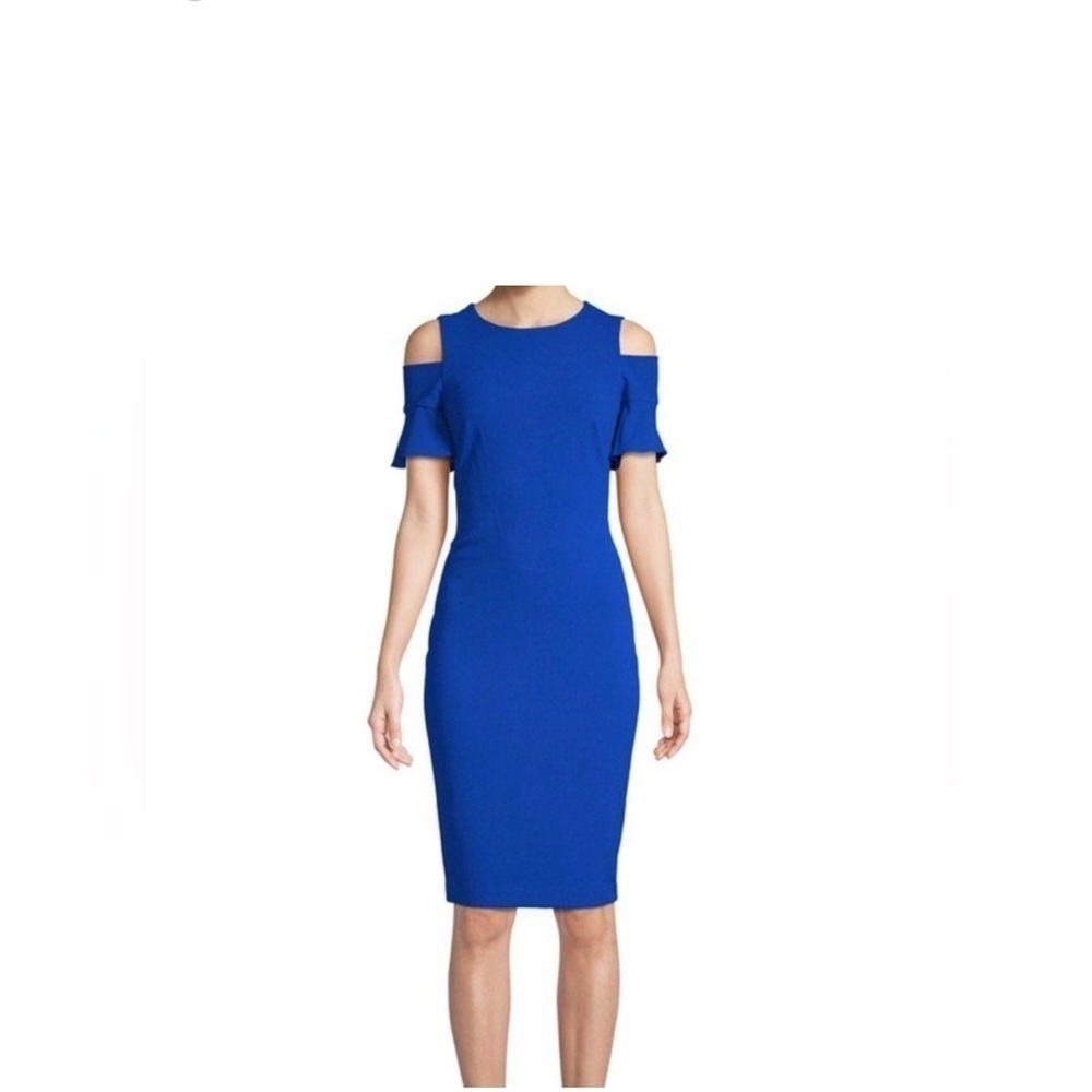 Calvin Klein Royal Blue Cold Shoulder Midi Dress Size 8